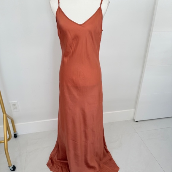 The Organic Ankle Slip Maxi Long Dress by John Patrick Umber Rust Sz XL - Picture 1 of 10